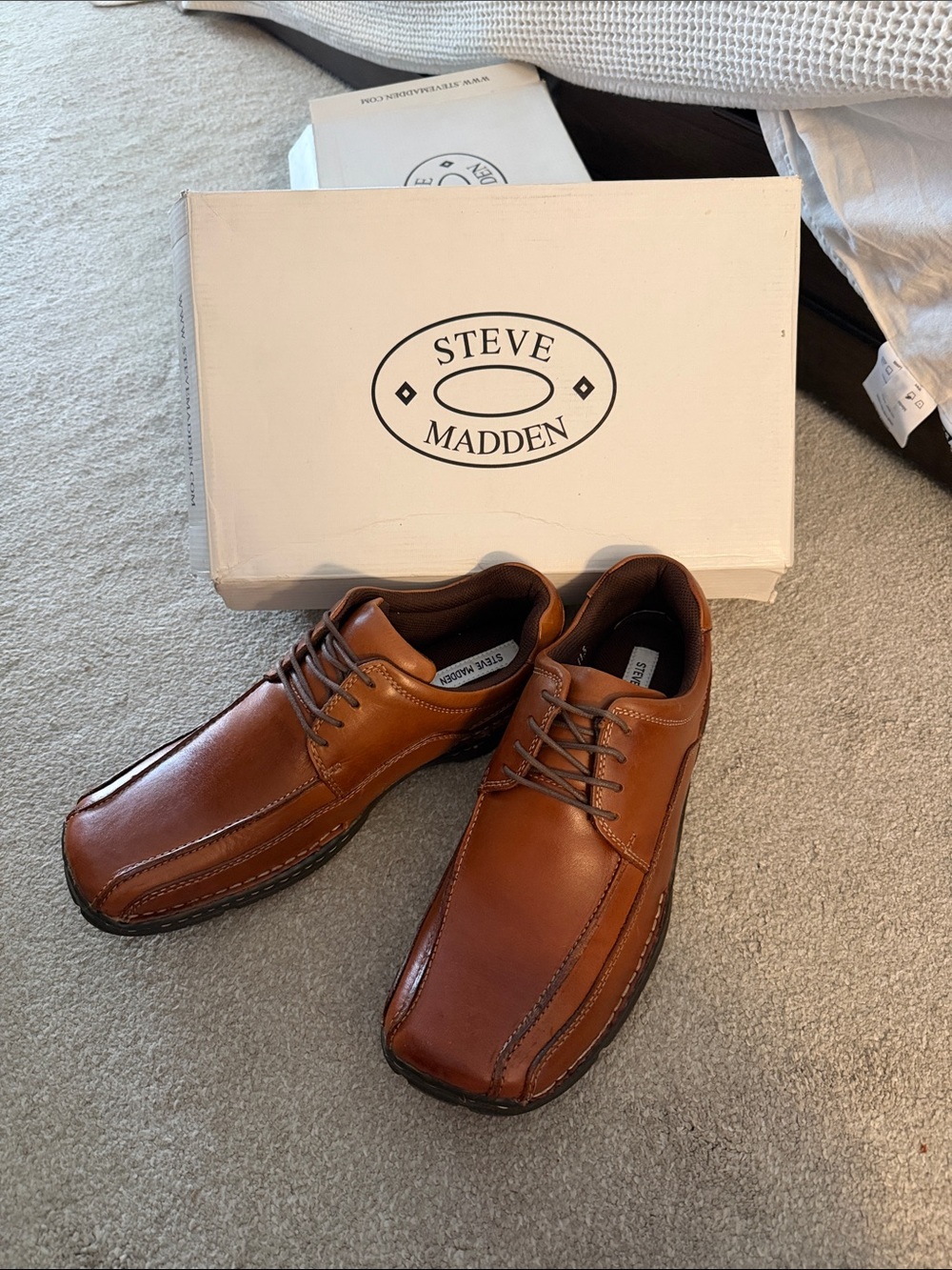 Steve Madden Men's Tan Leather Lace-Up Oxfords Size 11.5